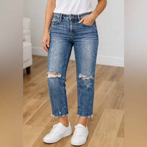Kut from the Kloth Denim - Kut from the Kloth Rachael Fab Ab Mom Jeans High Rise Distressed Raw Hem Sz 4
